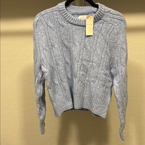 Abercrombie Blue Cable Knit Madeline Crew Sweater